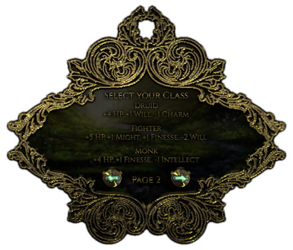Class Select screen on the Creation HUD
